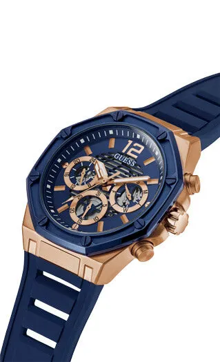 Guess Gents Momentum Rose Gold & Blue Watch