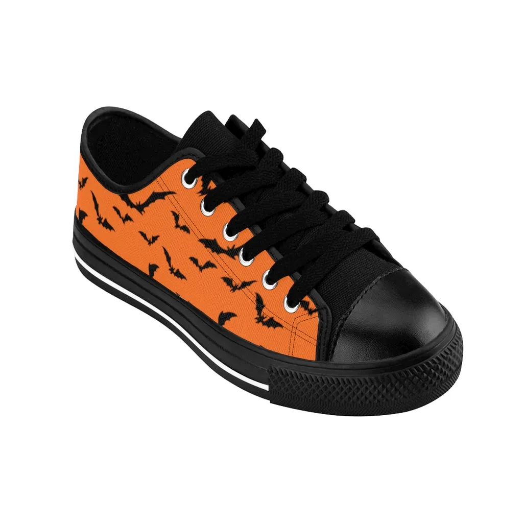 Halloween Orange  Flying Bats Men's Sneakers