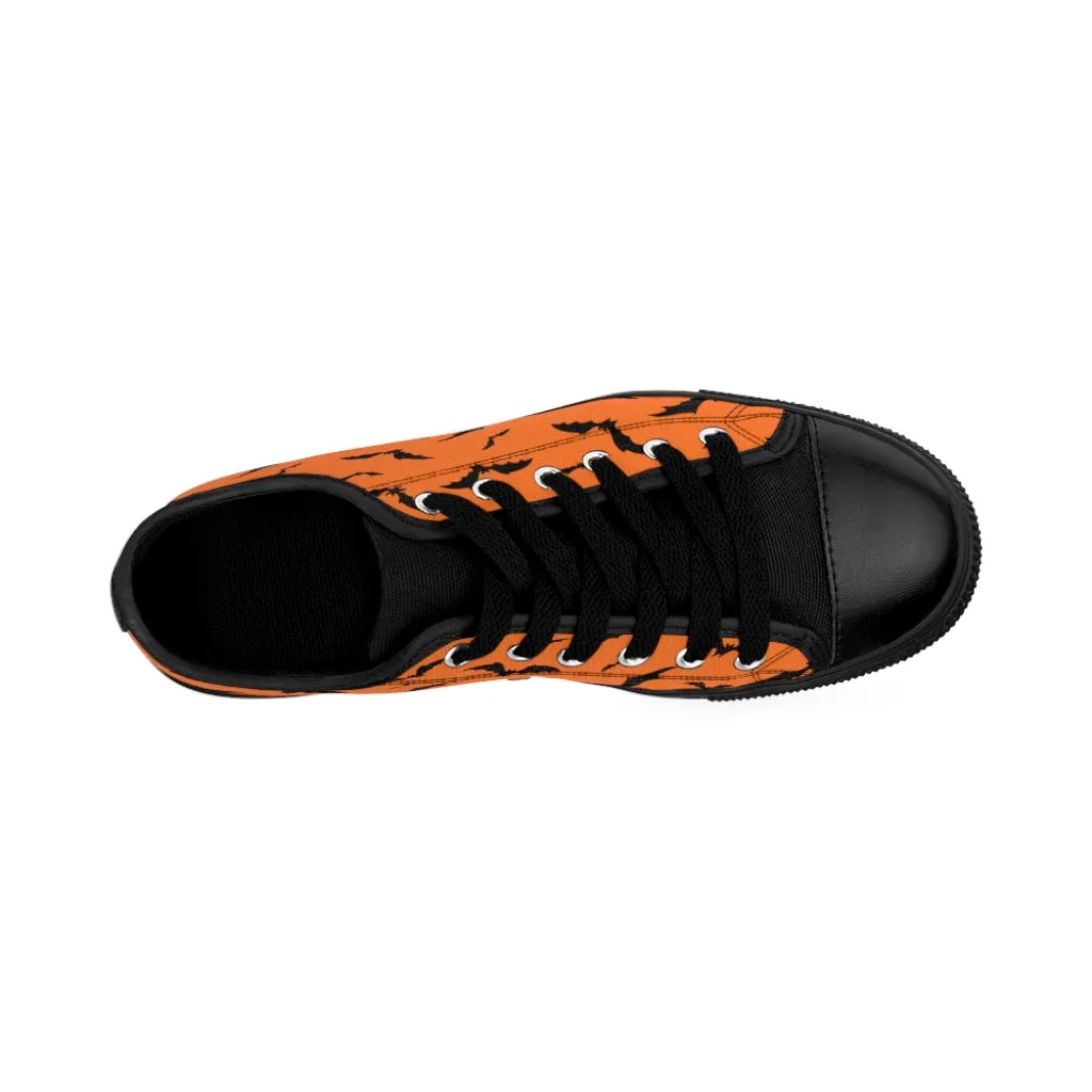 Halloween Orange  Flying Bats Men's Sneakers