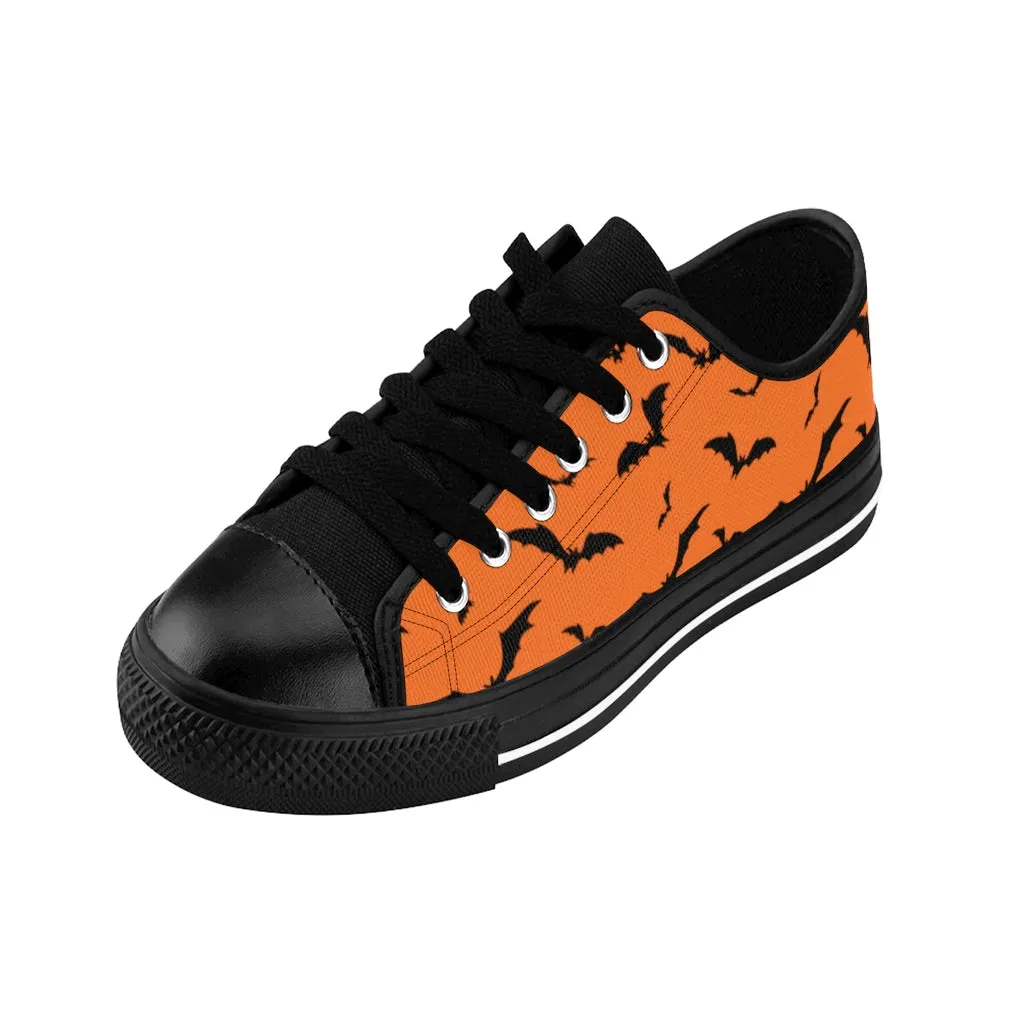 Halloween Orange  Flying Bats Men's Sneakers
