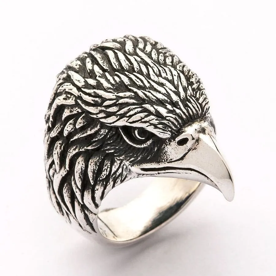Harley Eagle Head Sterling Silver Biker Ring