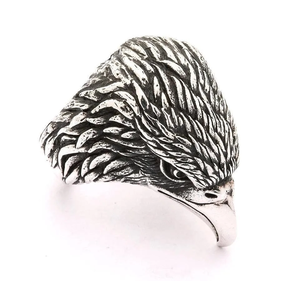 Harley Eagle Head Sterling Silver Biker Ring
