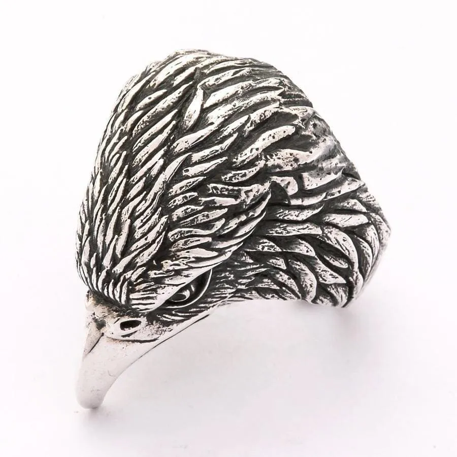 Harley Eagle Head Sterling Silver Biker Ring