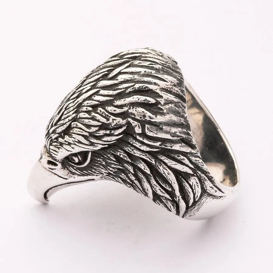Harley Eagle Head Sterling Silver Biker Ring