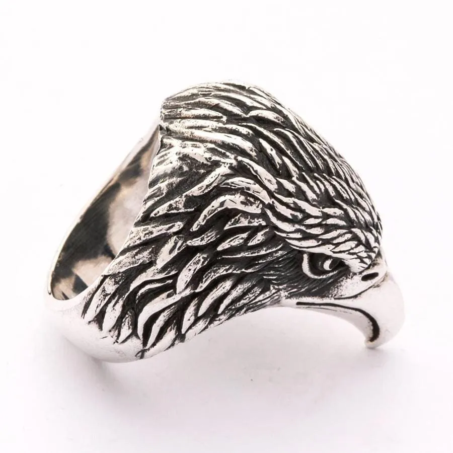 Harley Eagle Head Sterling Silver Biker Ring