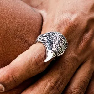 Harley Eagle Head Sterling Silver Biker Ring