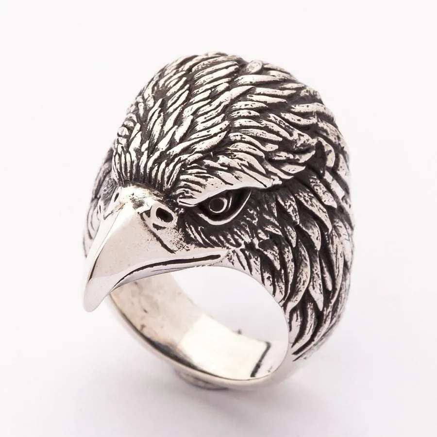 Harley Eagle Head Sterling Silver Biker Ring