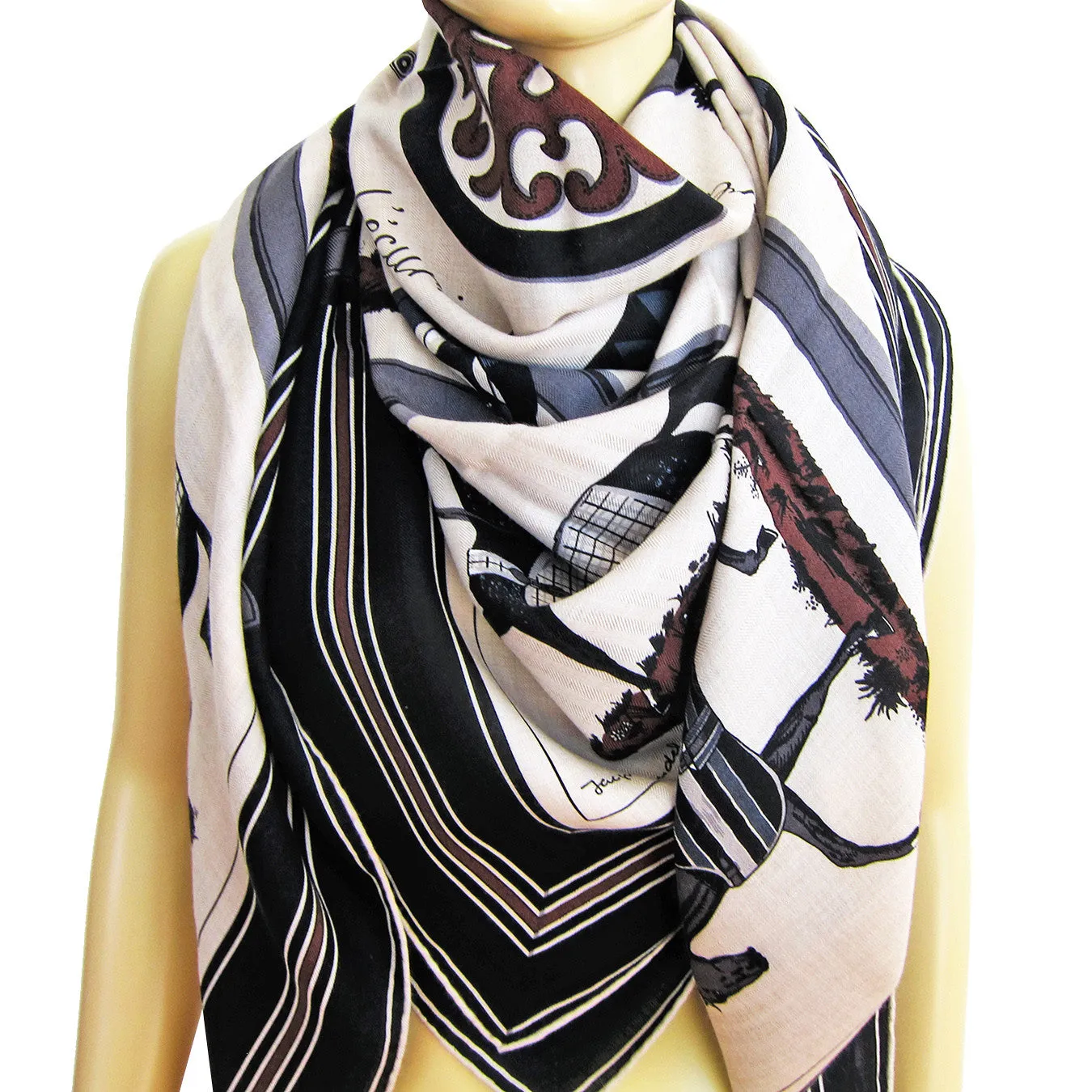 Hermes Couvertures et Tenues de Jour Unisex Cashmere Silk Shawl Classic Grail