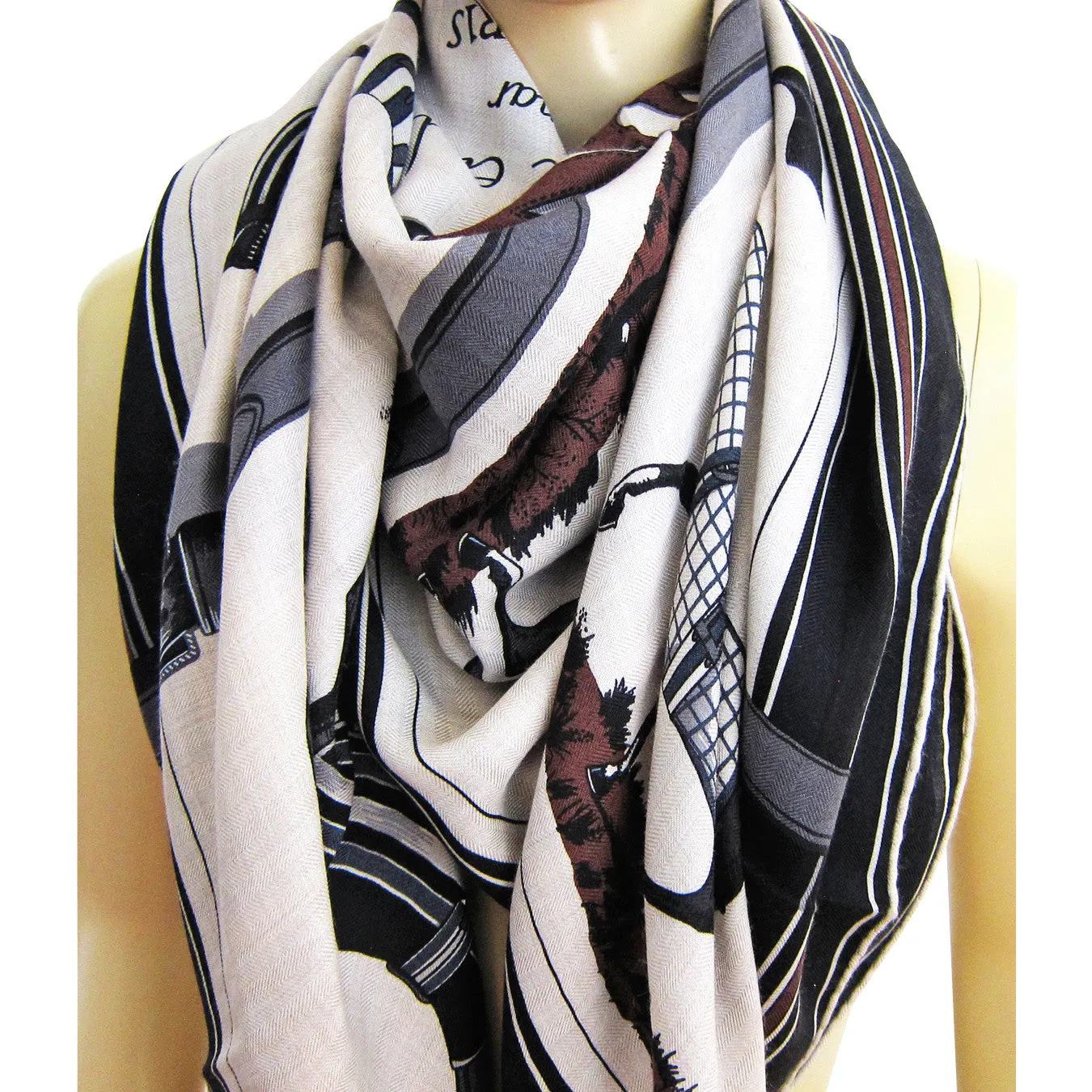 Hermes Couvertures et Tenues de Jour Unisex Cashmere Silk Shawl Classic Grail