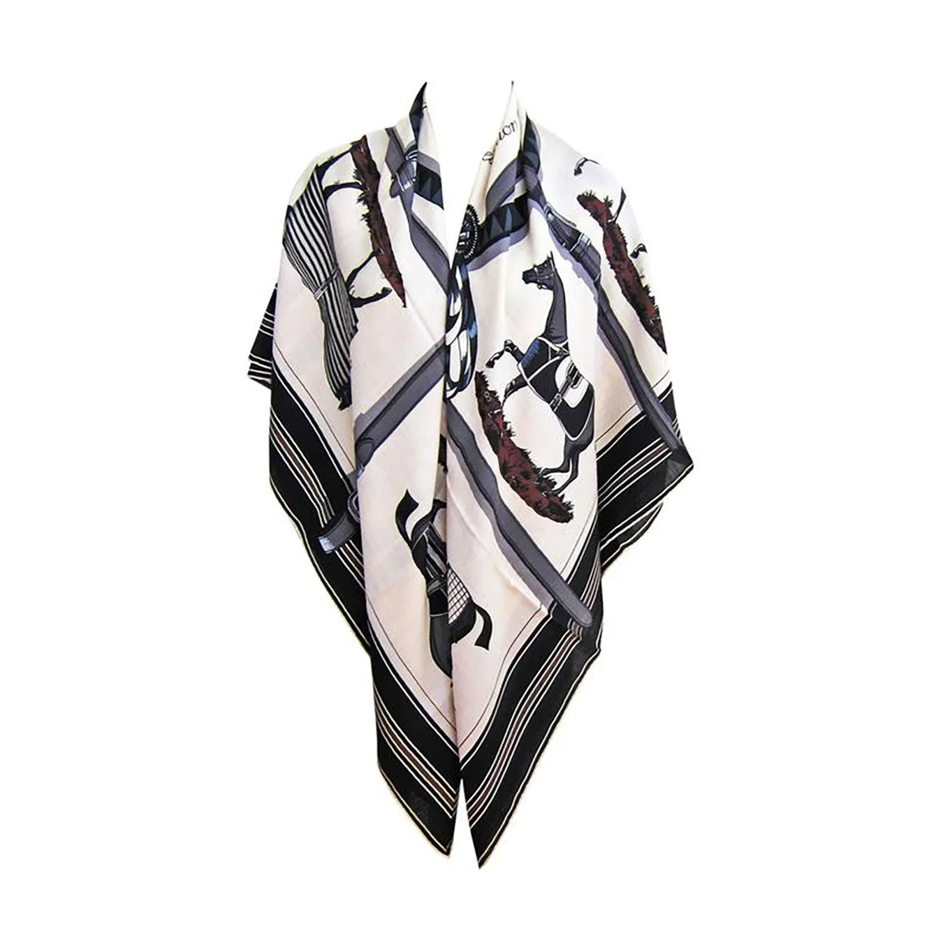 Hermes Couvertures et Tenues de Jour Unisex Cashmere Silk Shawl Classic Grail