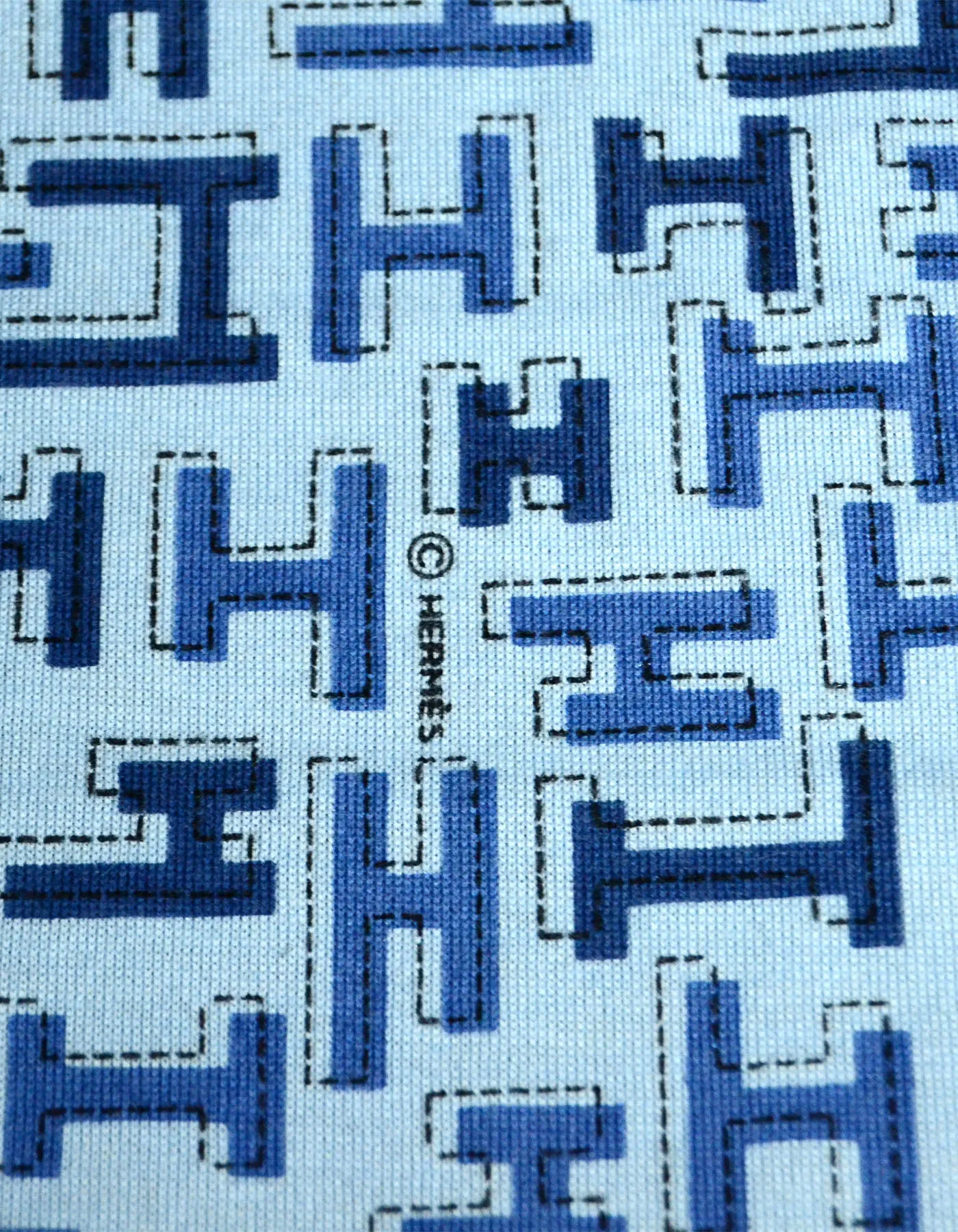 Hermes Silk/Cashmere Blue Printed Aller-Retour H Dedale Muffler Scarf