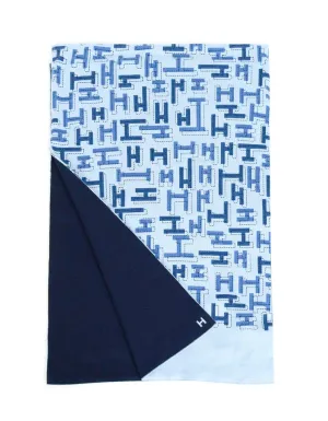 Hermes Silk/Cashmere Blue Printed Aller-Retour H Dedale Muffler Scarf