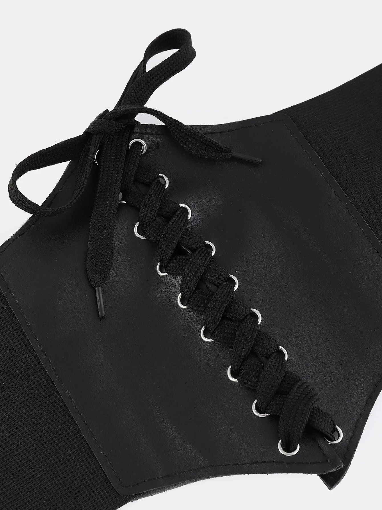 Hippie Lace-up Front Corset Belt - Black