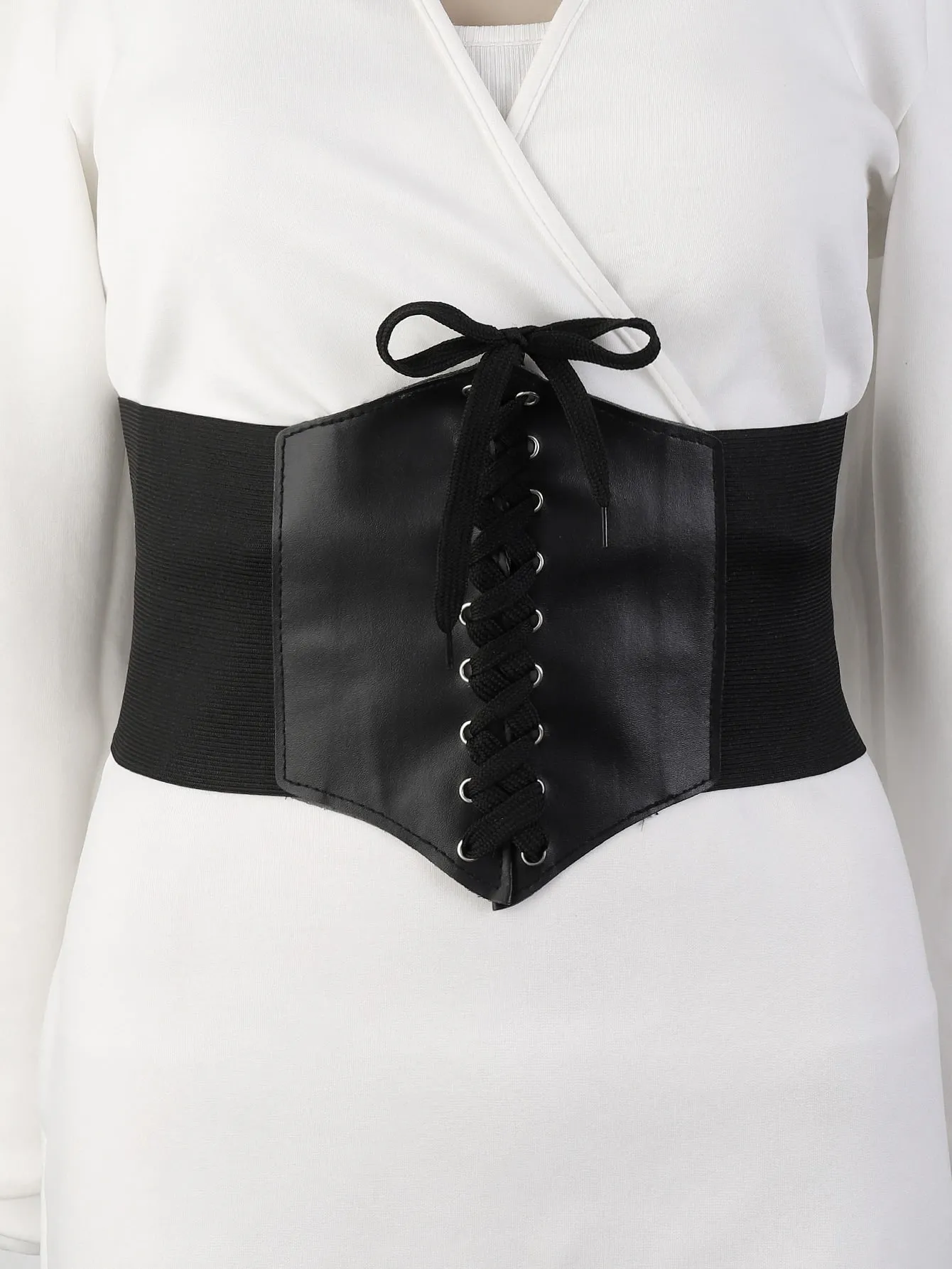 Hippie Lace-up Front Corset Belt - Black