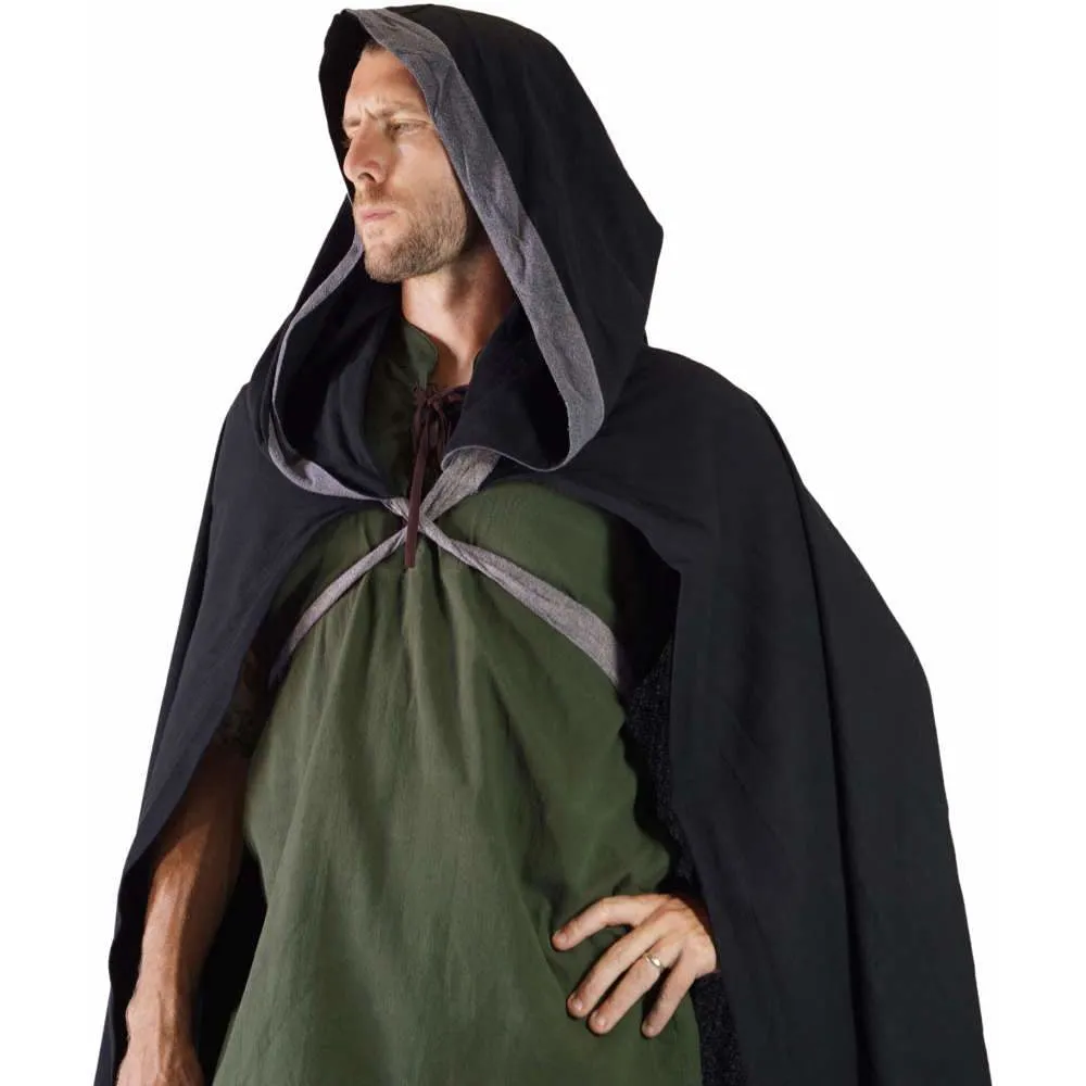 'Hooded Cloak' - Black/Stone Gray
