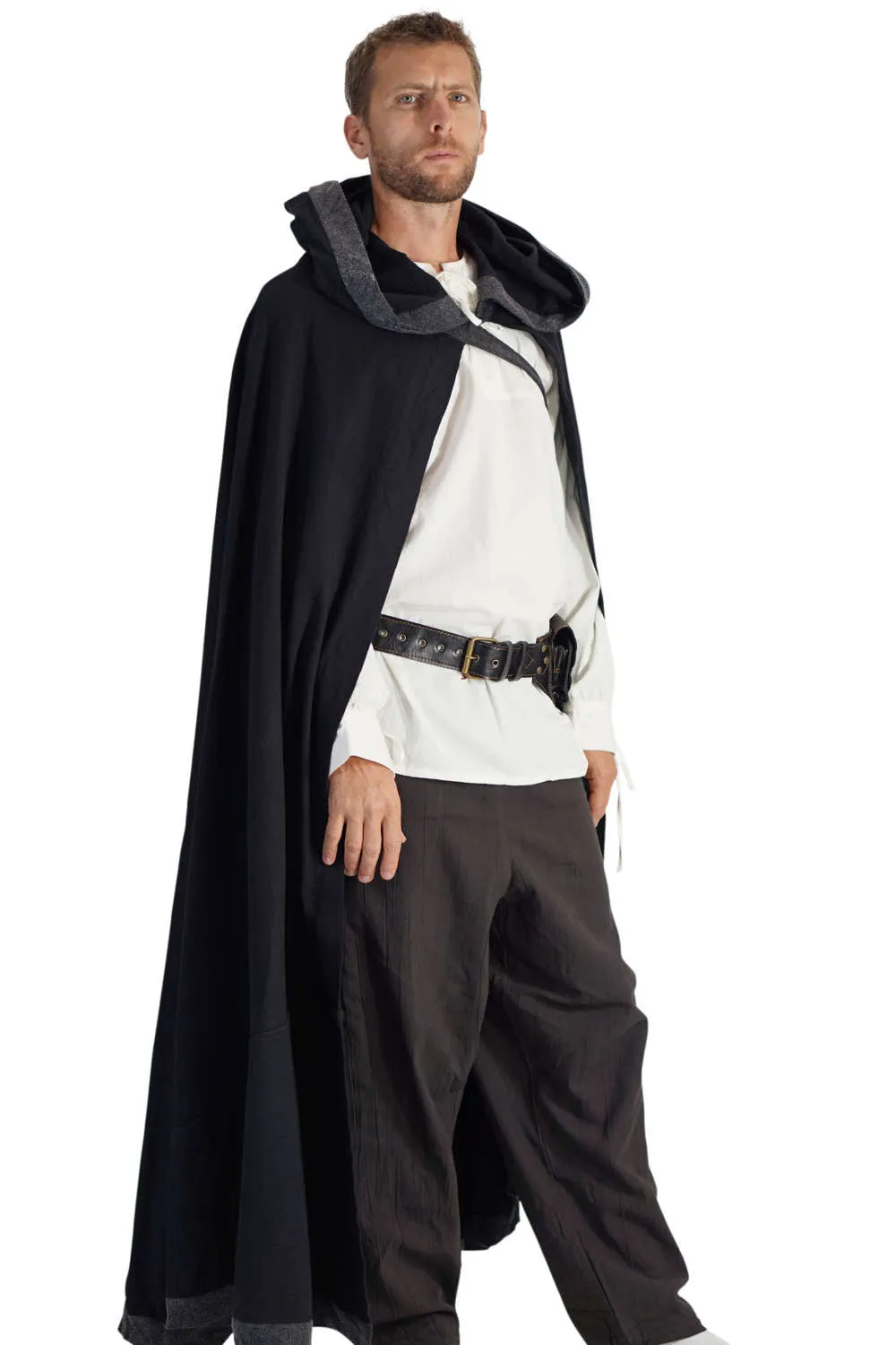 'Hooded Cloak' - Black/Stone Gray