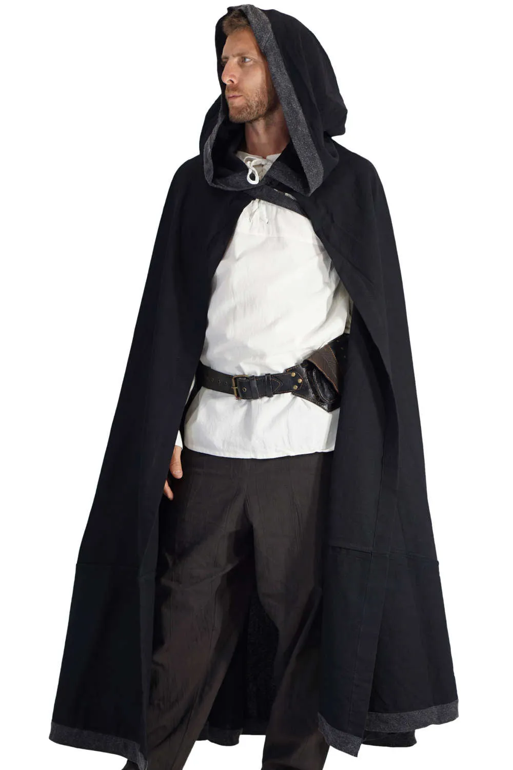 'Hooded Cloak' - Black/Stone Gray