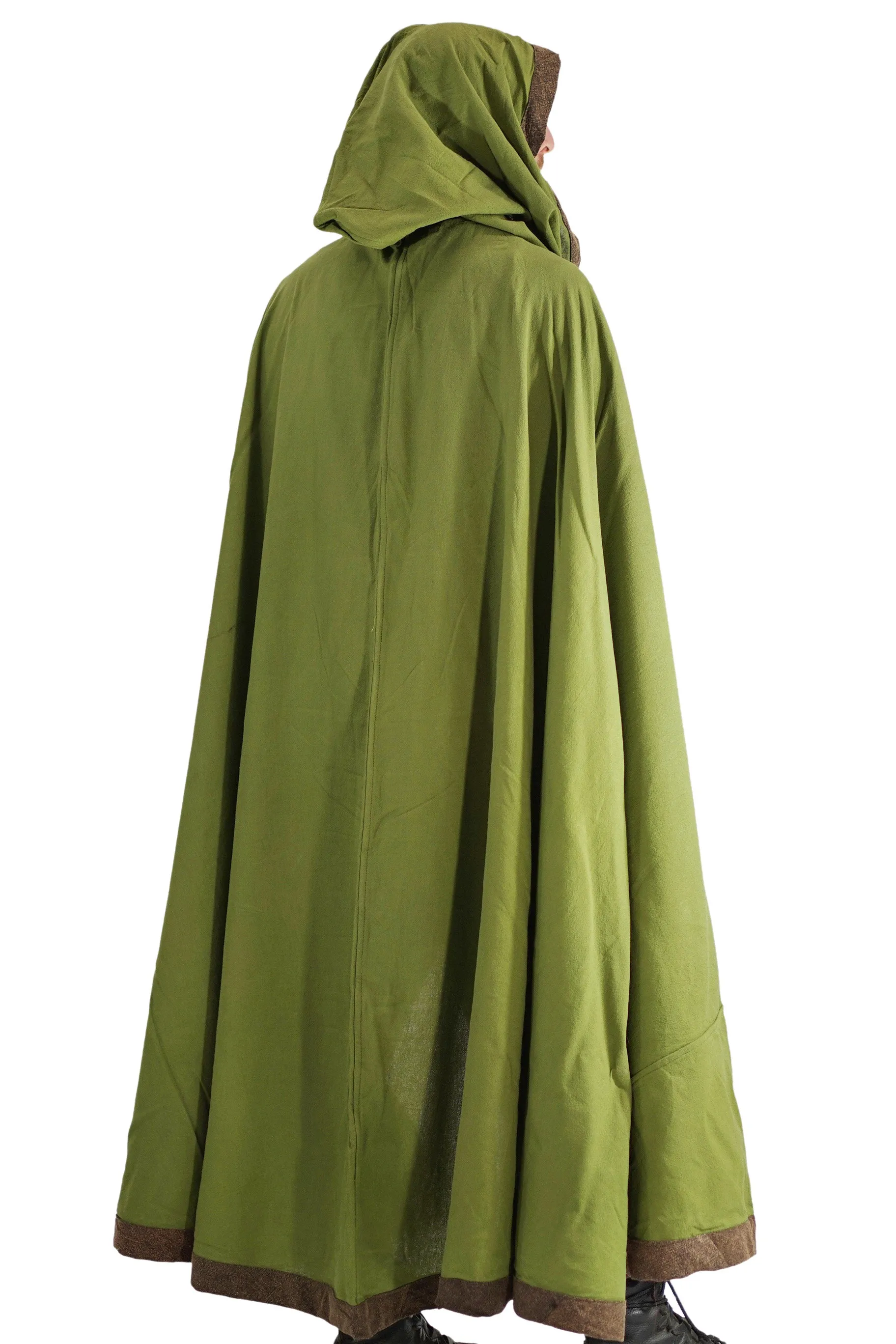 'Hooded Cloak' - Green/ Stone Brown
