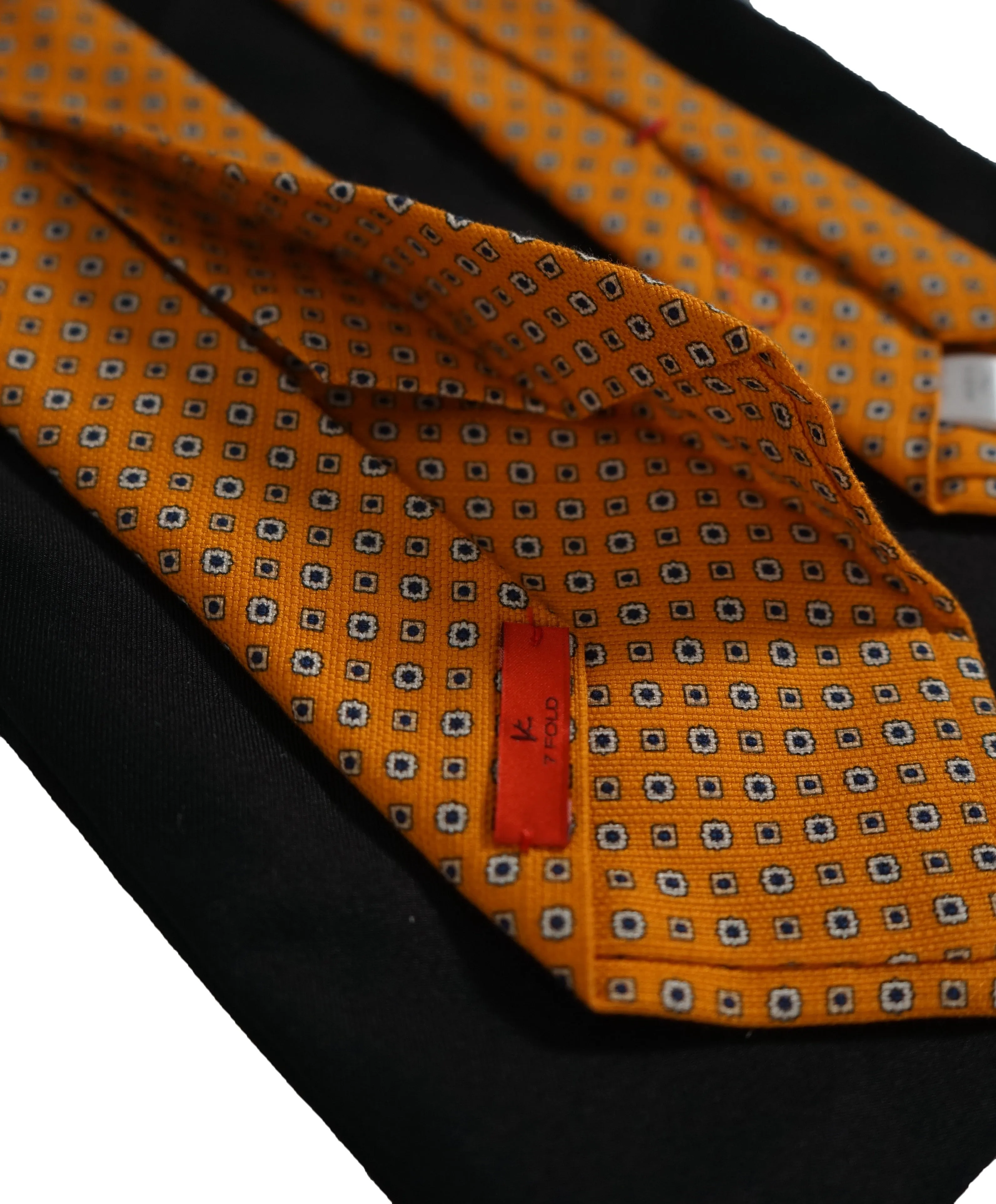ISAIA - Orange 7-Fold Foulard Cotton Tie