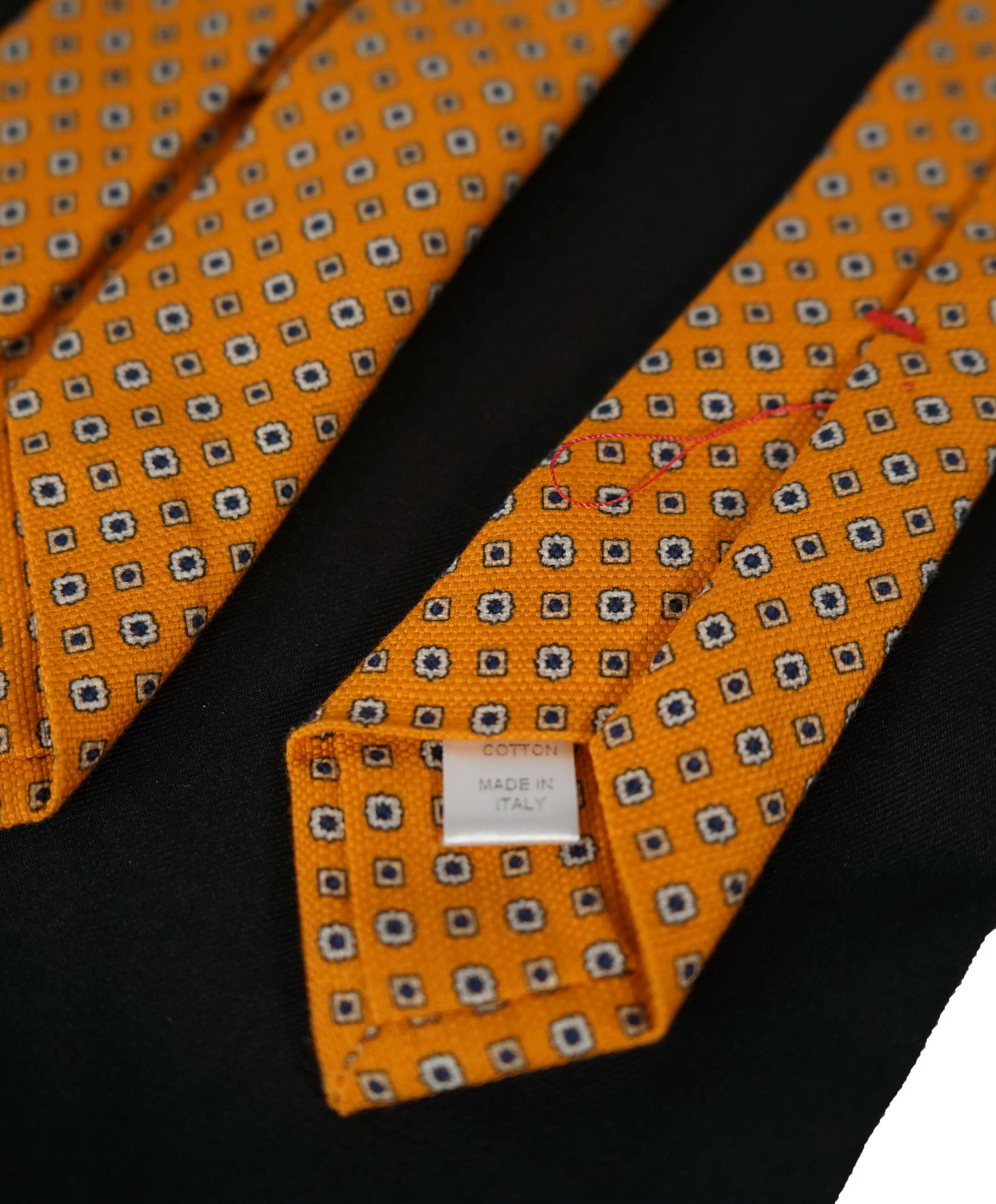 ISAIA  -  Orange 7-Fold Foulard Cotton Tie