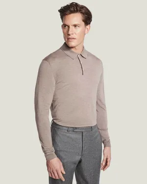 JACK VICTOR | Redfern Long Sleeve Polo | Tan
