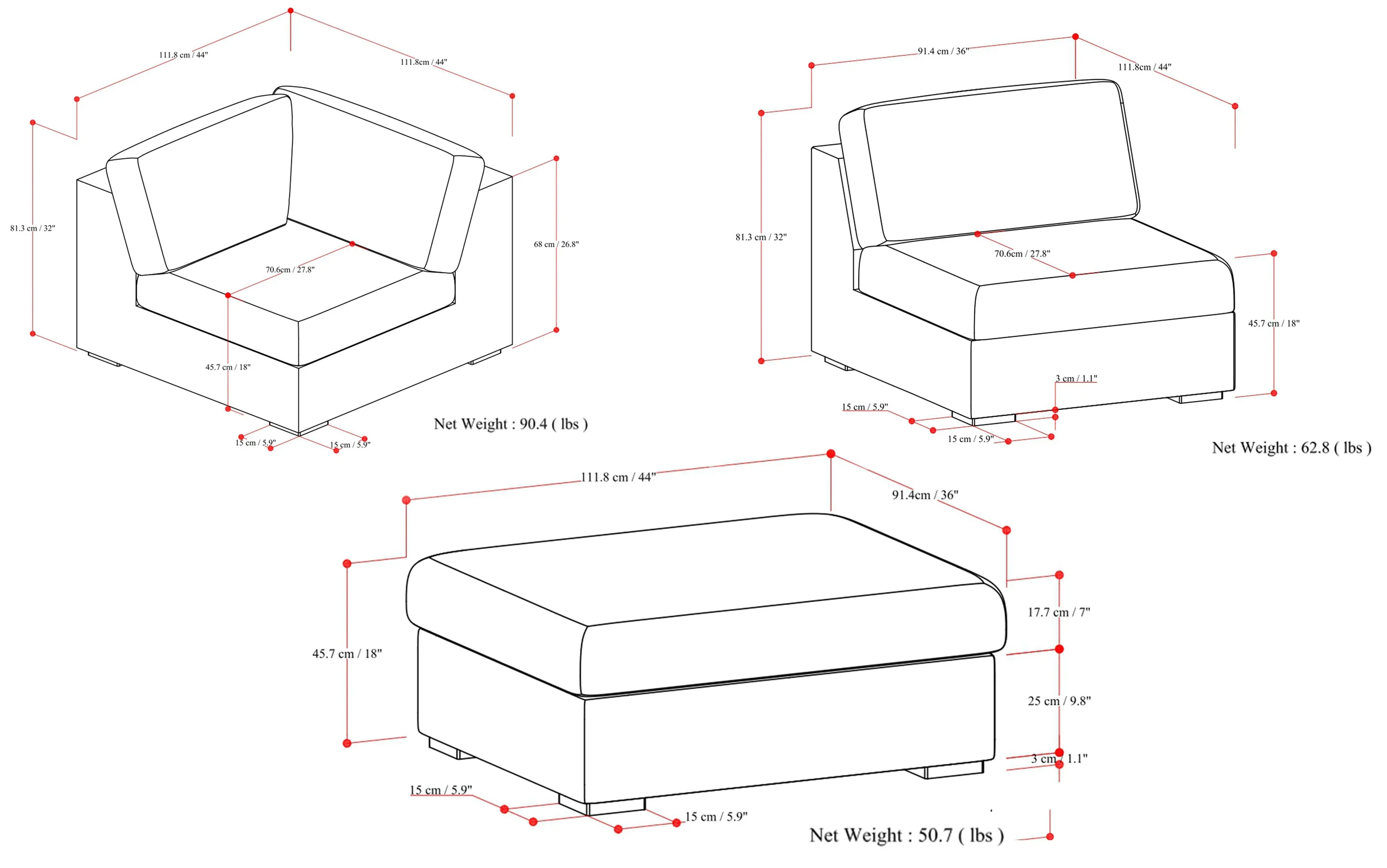 Jasmine Pit Sectional Sofa in Performance Fabric