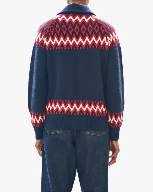 JUMPER 1234 | Ski Zip Up Sweater | Navy & Red