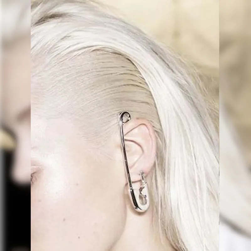 Large 1977 Punk Style Safety Pin Earrings