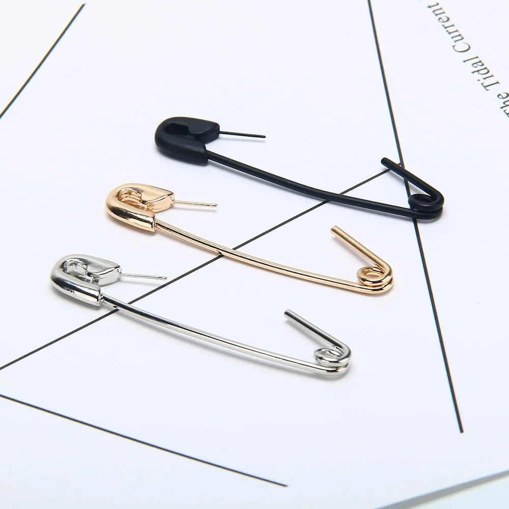 Large 1977 Punk Style Safety Pin Earrings