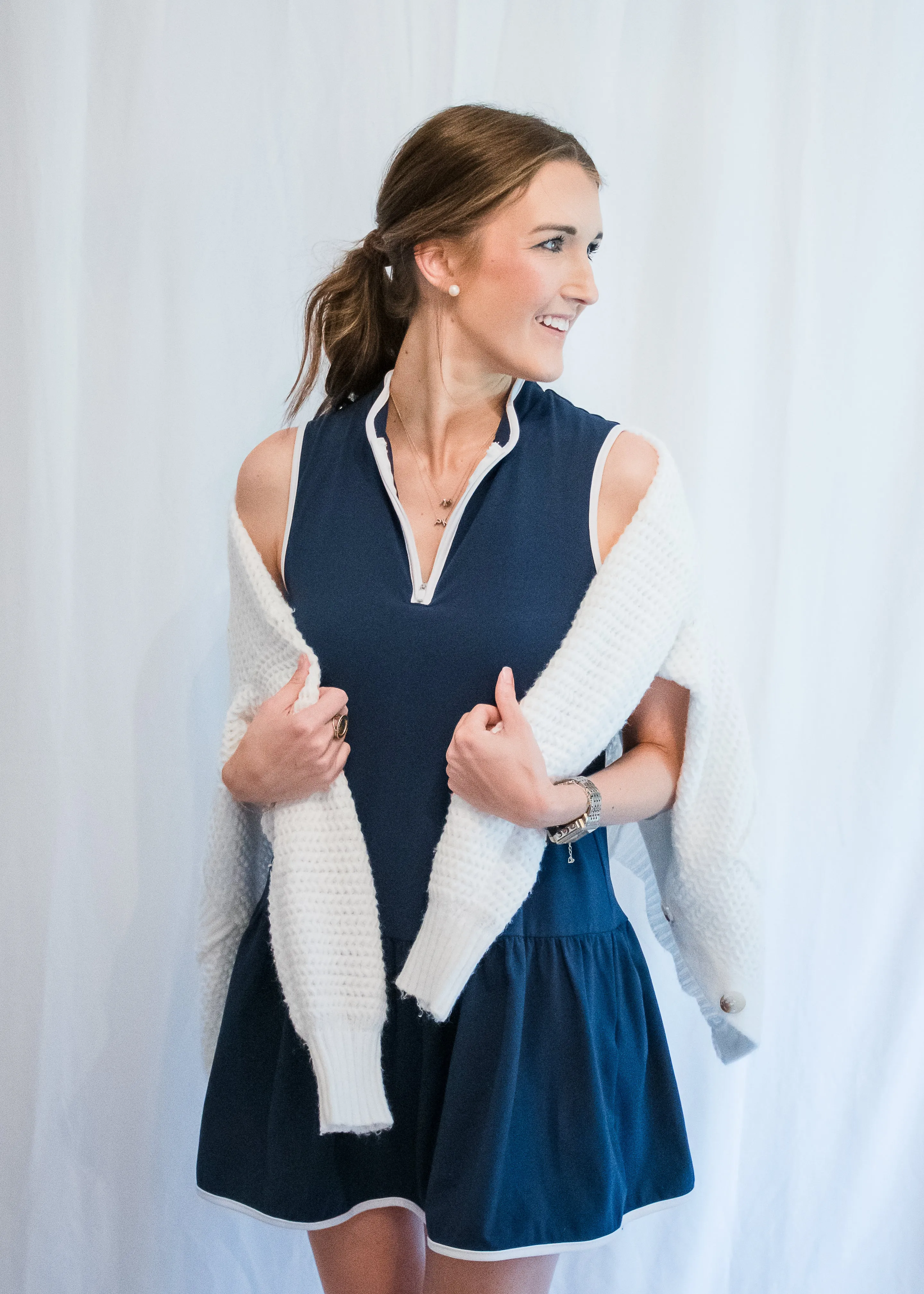 Let's Play a Round! Navy Tennis Dress