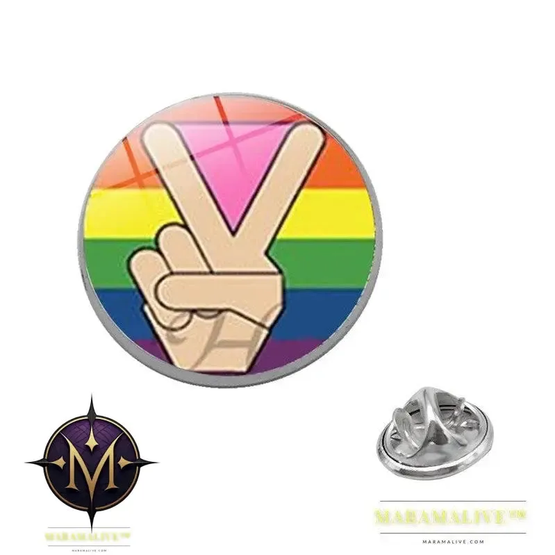 LGBT Pride Rainbow Glass Brooches Pins Round Badge Lapel Pin Jewelry