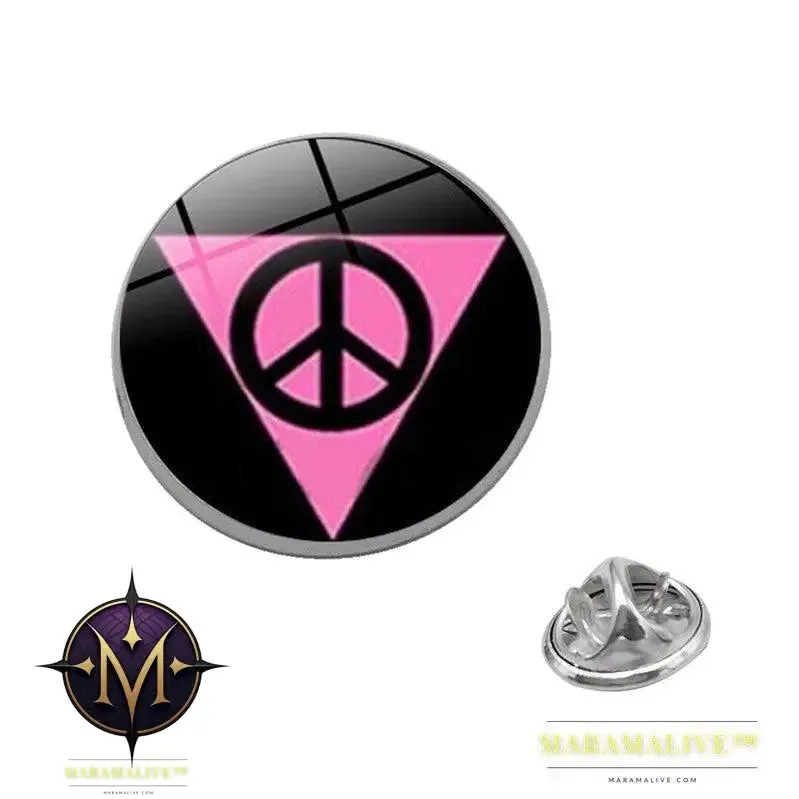 LGBT Pride Rainbow Glass Brooches Pins Round Badge Lapel Pin Jewelry