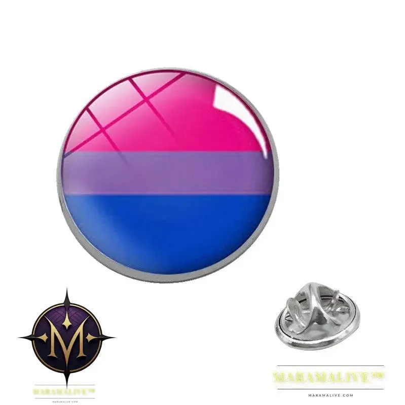 LGBT Pride Rainbow Glass Brooches Pins Round Badge Lapel Pin Jewelry