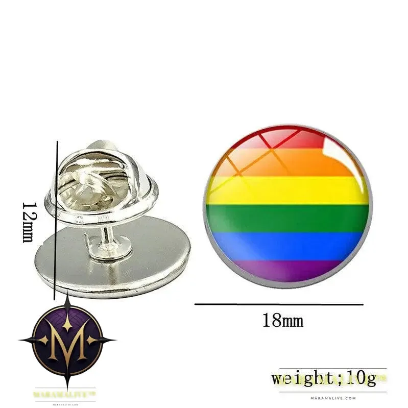 LGBT Pride Rainbow Glass Brooches Pins Round Badge Lapel Pin Jewelry