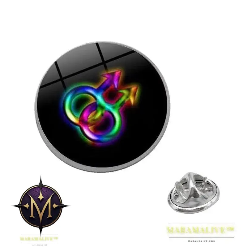 LGBT Pride Rainbow Glass Brooches Pins Round Badge Lapel Pin Jewelry