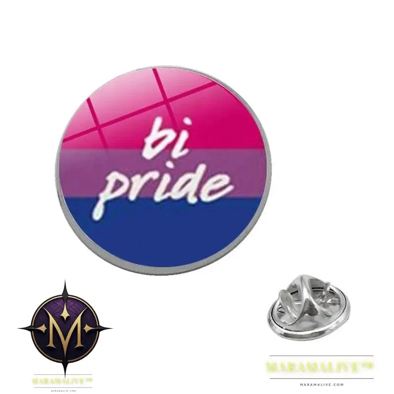 LGBT Pride Rainbow Glass Brooches Pins Round Badge Lapel Pin Jewelry