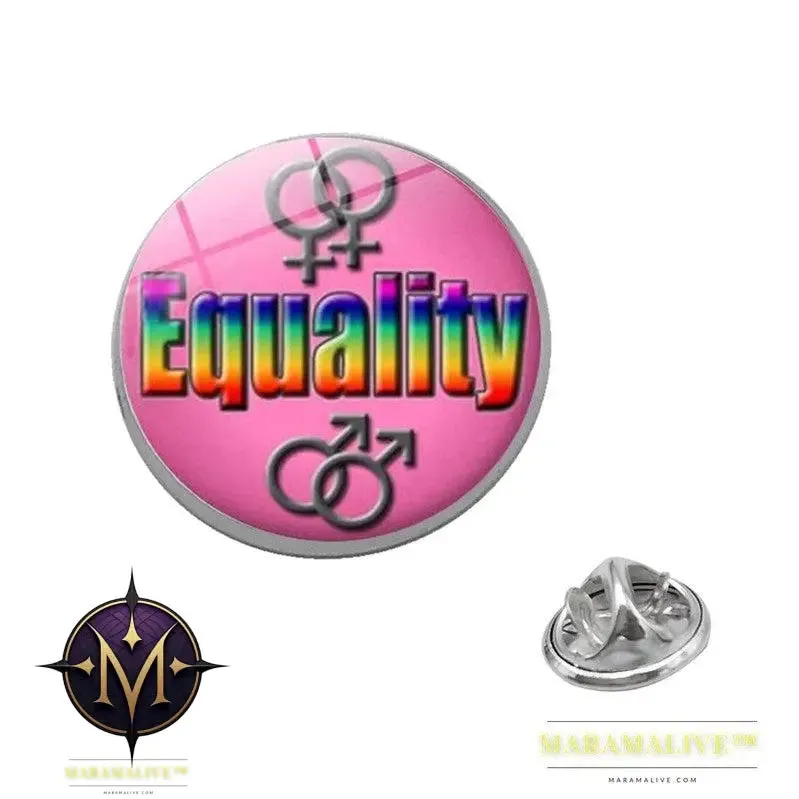 LGBT Pride Rainbow Glass Brooches Pins Round Badge Lapel Pin Jewelry