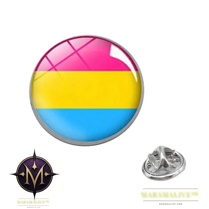 LGBT Pride Rainbow Glass Brooches Pins Round Badge Lapel Pin Jewelry