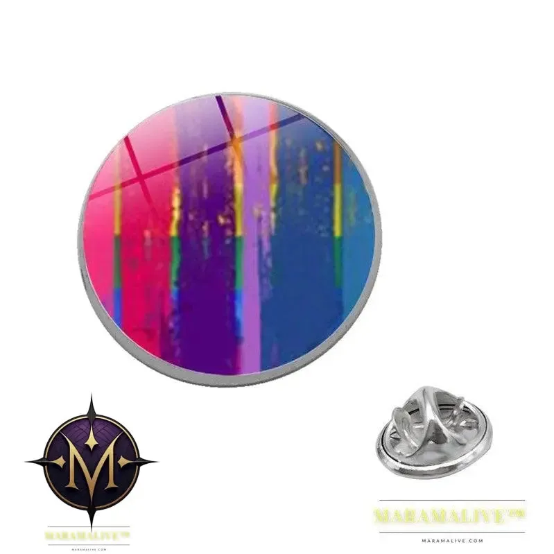 LGBT Pride Rainbow Glass Brooches Pins Round Badge Lapel Pin Jewelry