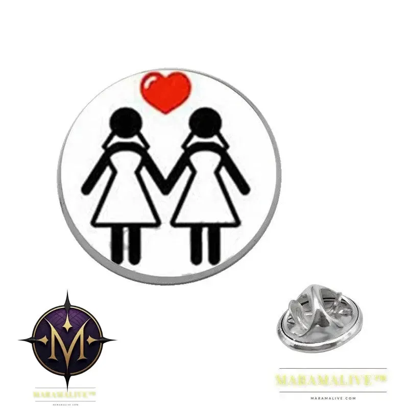 LGBT Pride Rainbow Glass Brooches Pins Round Badge Lapel Pin Jewelry