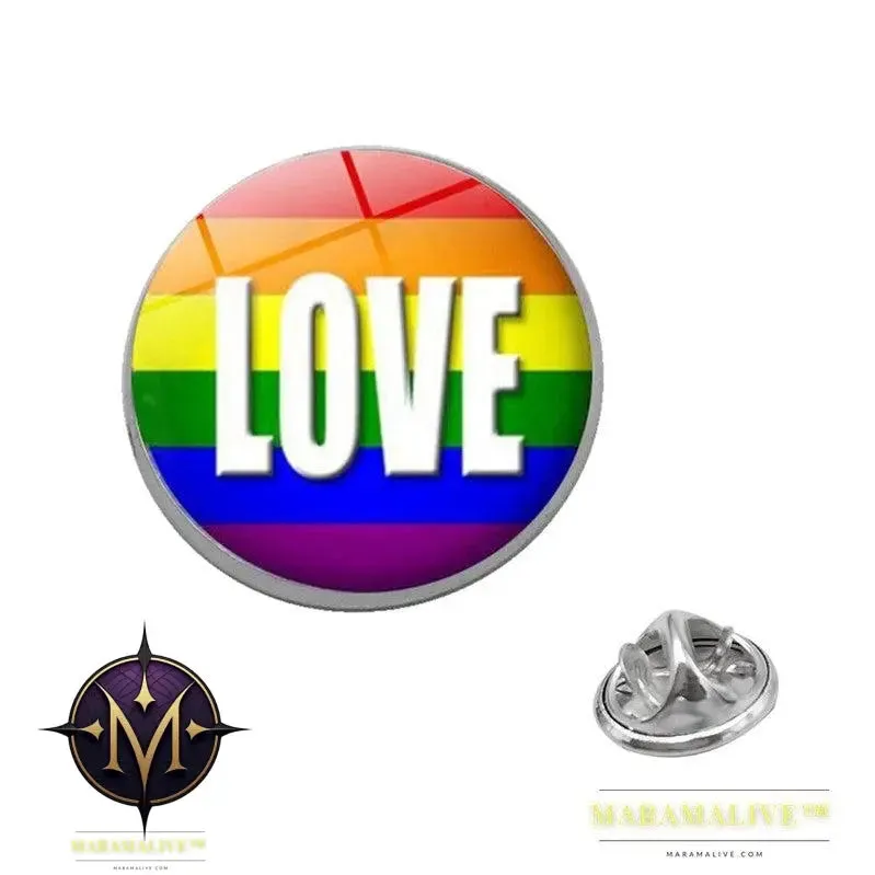 LGBT Pride Rainbow Glass Brooches Pins Round Badge Lapel Pin Jewelry