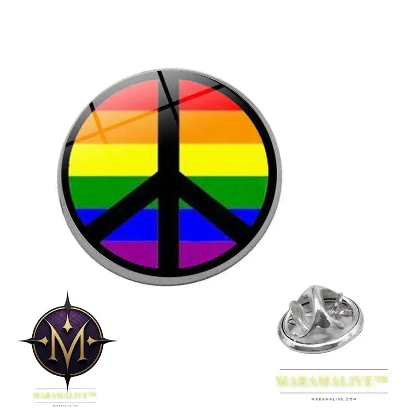 LGBT Pride Rainbow Glass Brooches Pins Round Badge Lapel Pin Jewelry