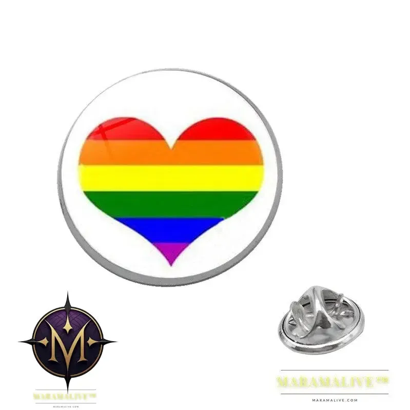 LGBT Pride Rainbow Glass Brooches Pins Round Badge Lapel Pin Jewelry