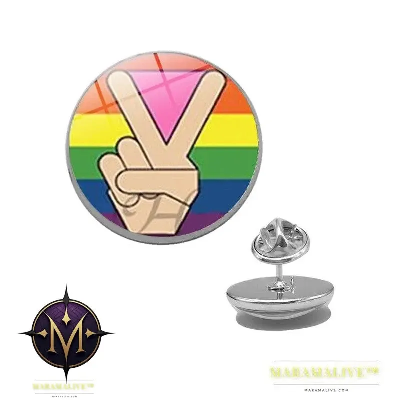LGBT Pride Rainbow Glass Brooches Pins Round Badge Lapel Pin Jewelry