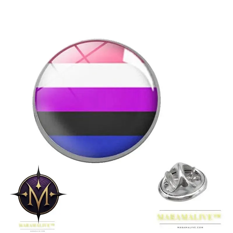 LGBT Pride Rainbow Glass Brooches Pins Round Badge Lapel Pin Jewelry