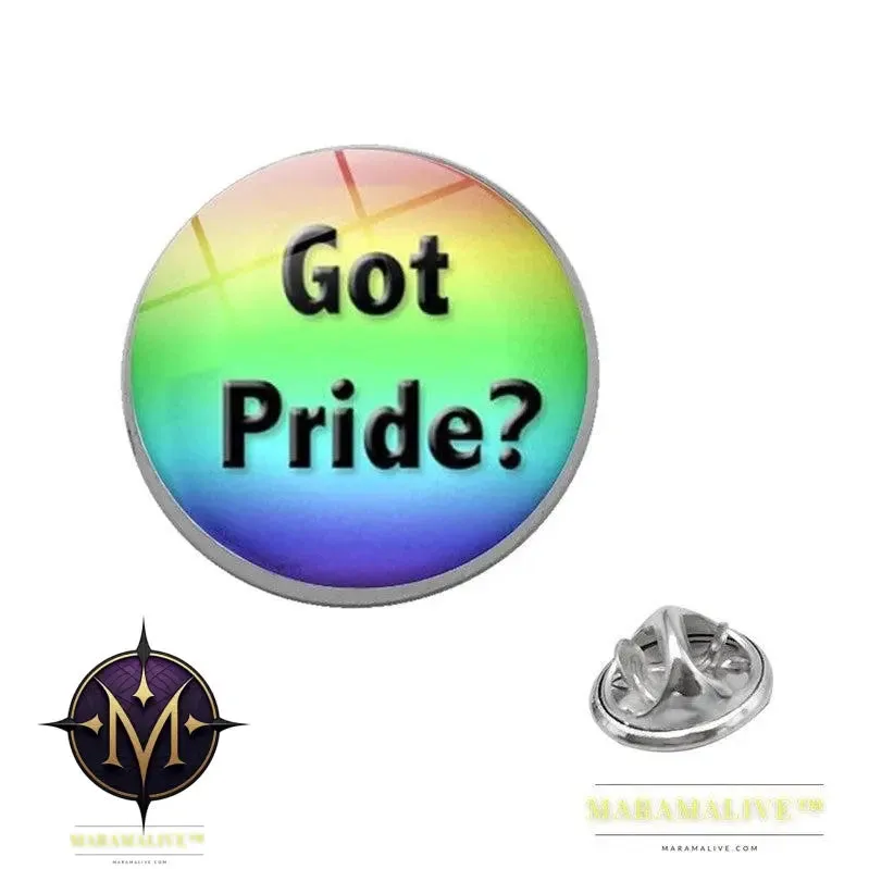 LGBT Pride Rainbow Glass Brooches Pins Round Badge Lapel Pin Jewelry