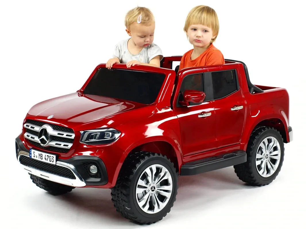 Licensed 2025 Mercedes 4x4 X Class Ride On Pick Up Truck | 2 Seater | 12V | Leather Seats | Rubber Tires | mp3 Screen | Remote