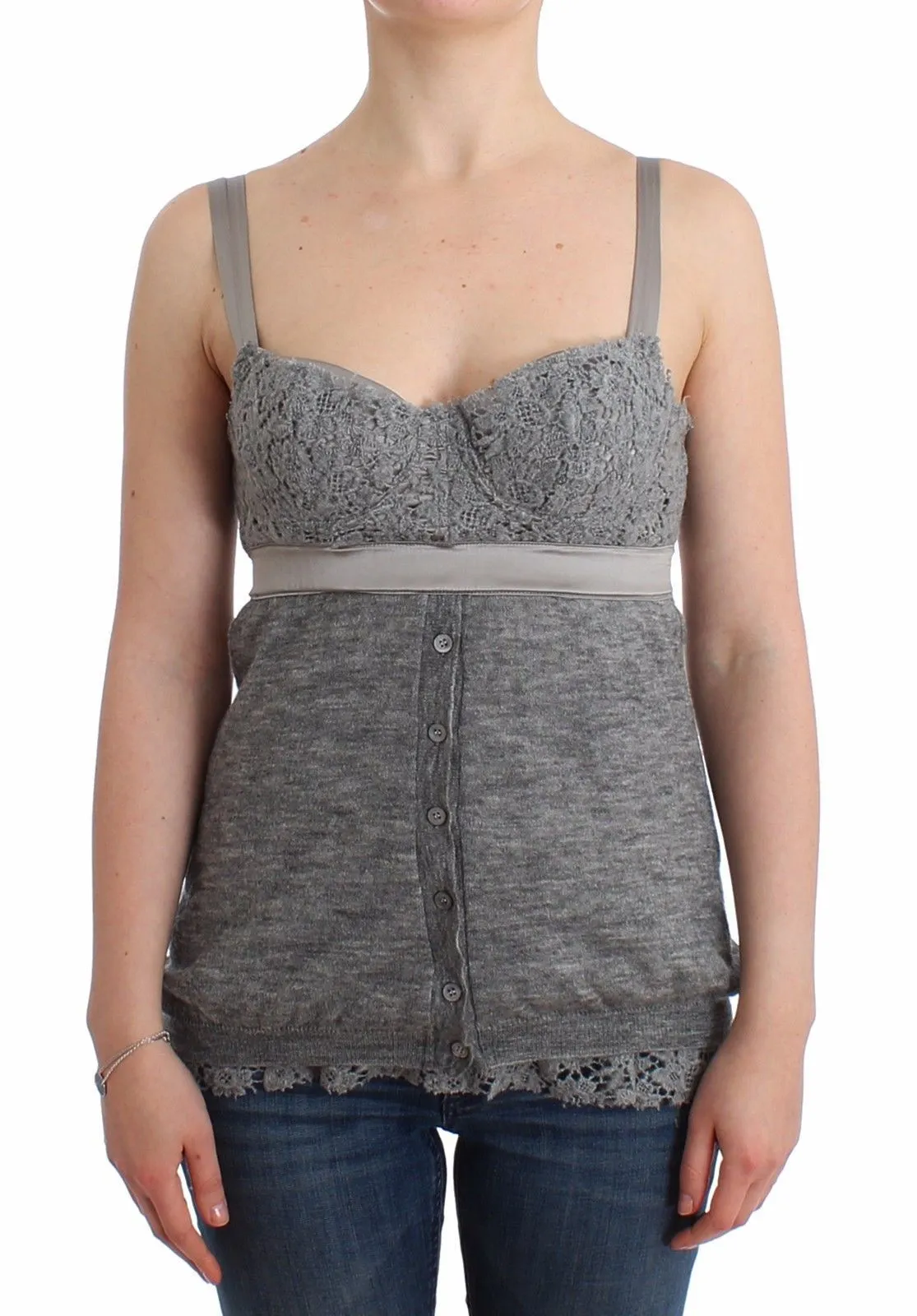 Lingerie Gray Bustier Top Camisole Cami Lace
