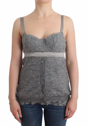 Lingerie Gray Bustier Top Camisole Cami Lace