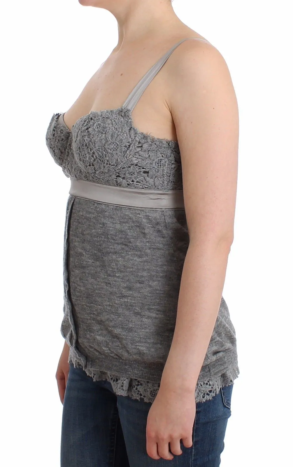 Lingerie Gray Bustier Top Camisole Cami Lace